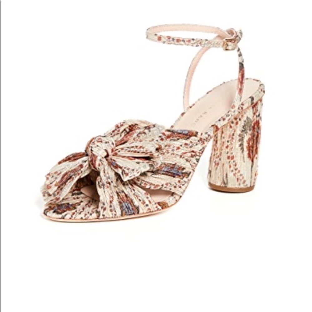 Loeffler Randall Pleated Knot Heeled Sandals With Ankle Strap